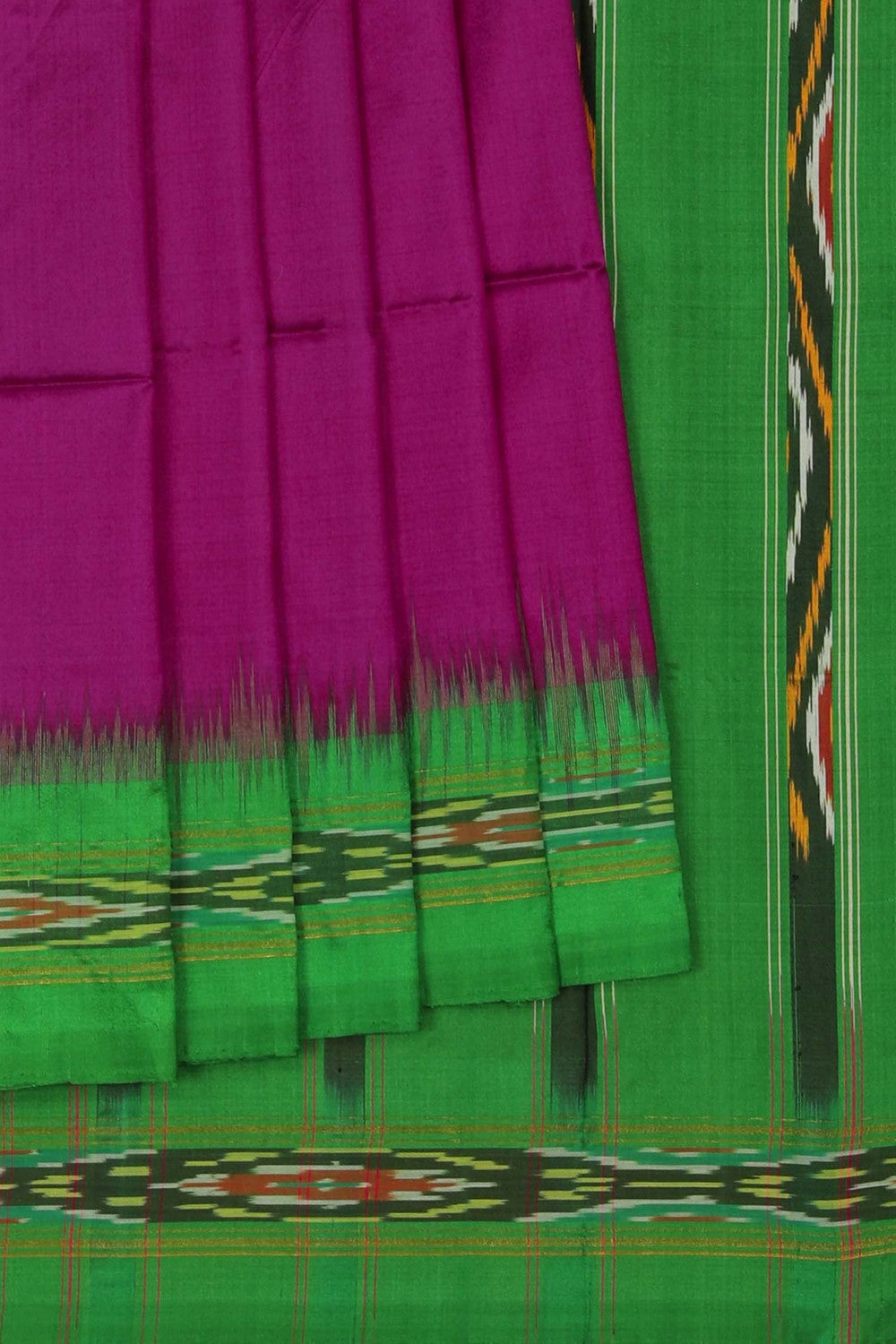 Image of Pochampally Ikat Silk Magenta Saree
